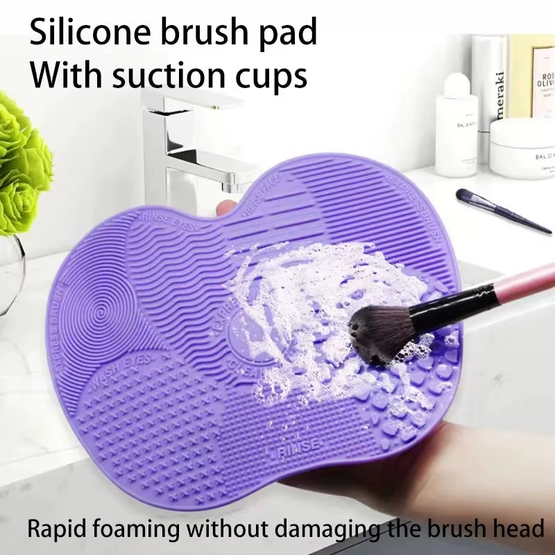 Silicone Apple Scrub Pad Makeup Brush Cleaning Pad Portable Makeup Brush with Suction Cup Beauty Tool Cleaning Tool