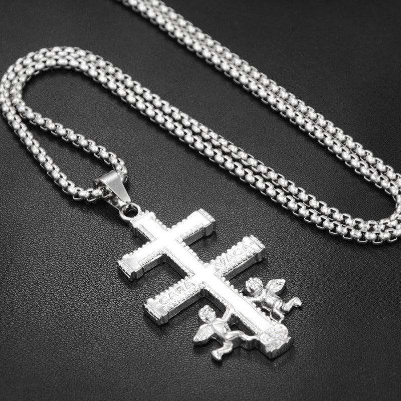 Hip Hop Cool Trendy Angel Ladder Titanium Steel Necklace