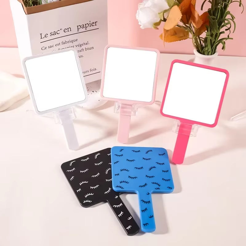 1Pc Handheld Makeup Mirror Square Female Portable Eyelash Make up Cosmetic Beauty Tools Vanity Desktop Plastics Make up Mirror