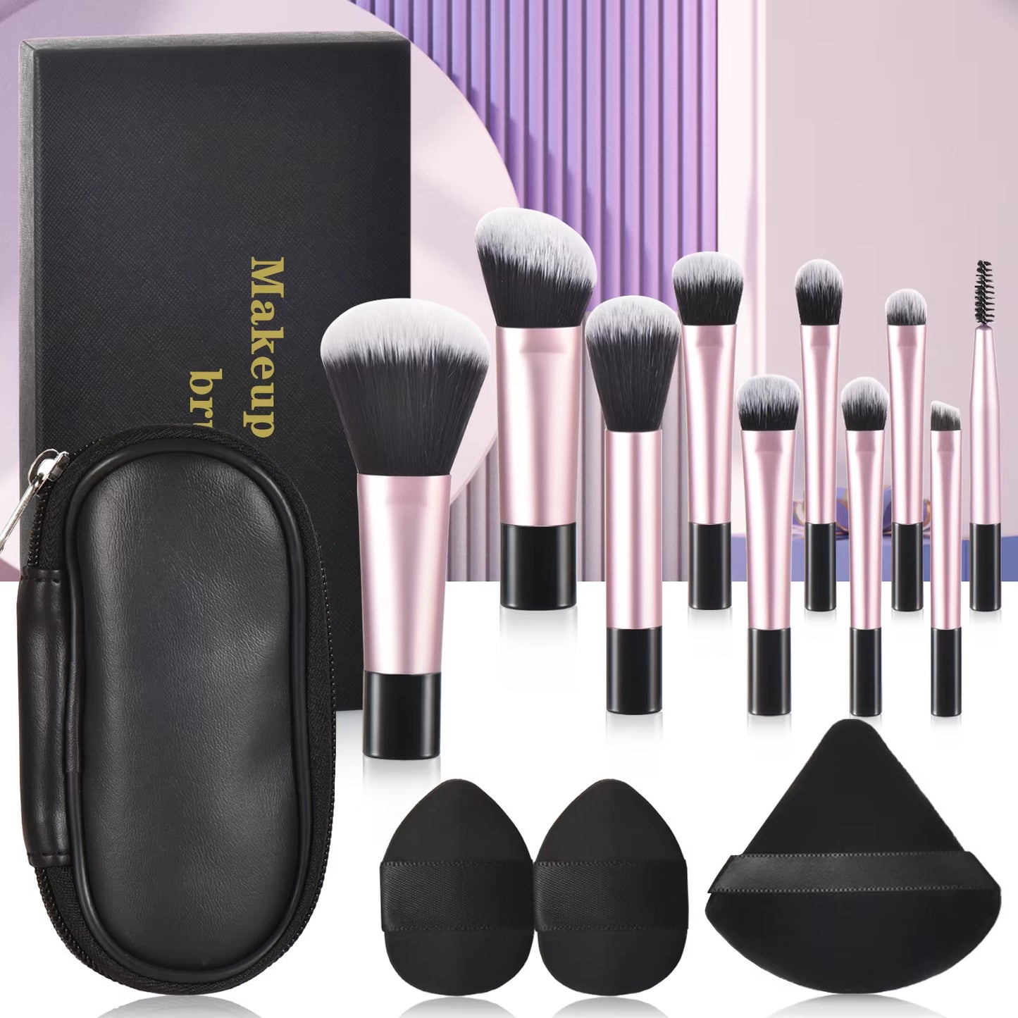 10 Color Mini Makeup Brush Travel Portable Makeup Tool Makeup Puff - Palm Brush Professional Makeup Tool Set Christmas Gift