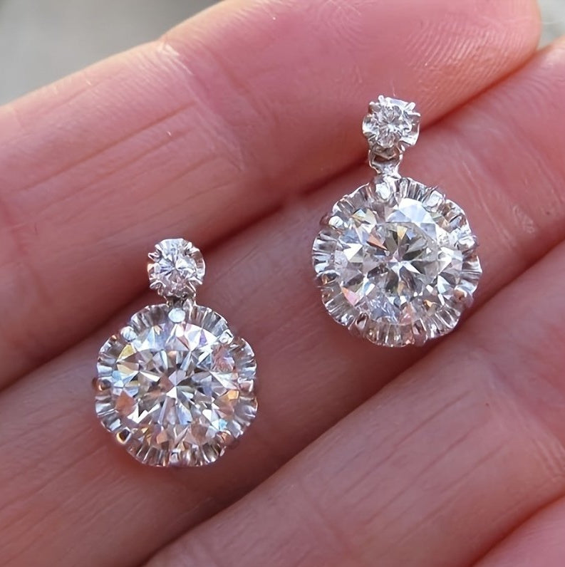 Female Pendant Earrings Crystal Jewelry For Wedding Party Elegant Lady Engagement Accessories Gift