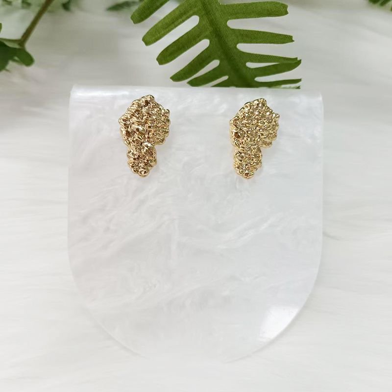 Golden Textured Stud Earrings Set - Classic And  Timeless Jewelry For Everyday Wear