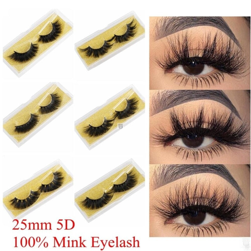 Mink Eyelashes 25mm Wispy Fluffy Fake Lashes