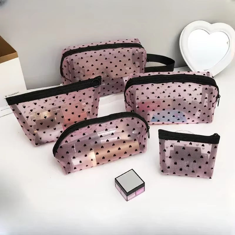 Portable Nylon Mesh Cosmetic Bag Multifunctional Toiletry Organizer Makeup Bags Makeup Case Women Lipstick Key Coin Purse Pouch