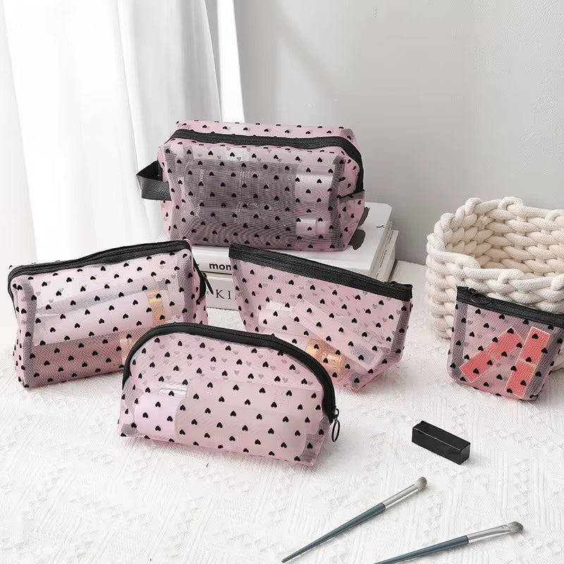 Portable Nylon Mesh Cosmetic Bag Multifunctional Toiletry Organizer Makeup Bags Makeup Case Women Lipstick Key Coin Purse Pouch