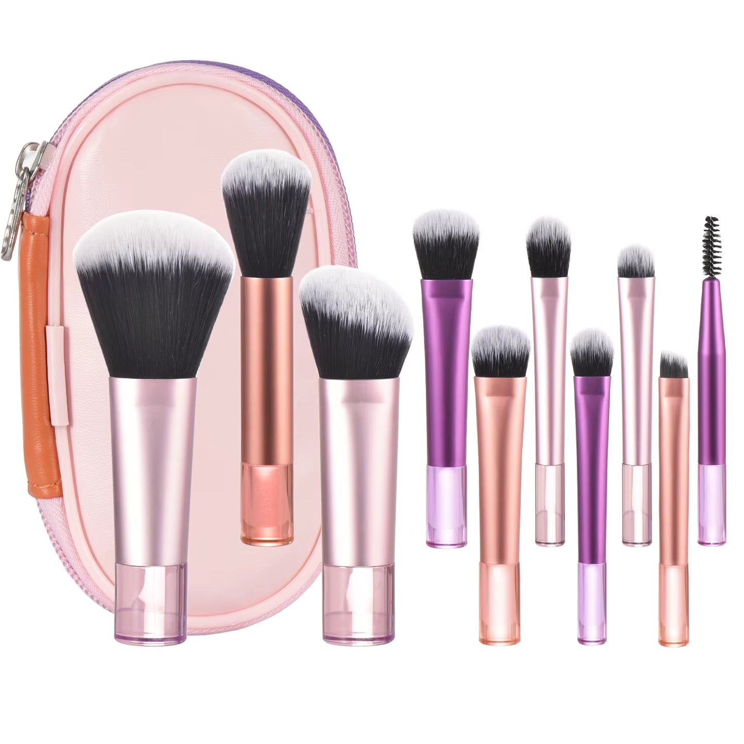 10 Color Mini Makeup Brush Travel Portable Makeup Tool Makeup Puff - Palm Brush Professional Makeup Tool Set Christmas Gift