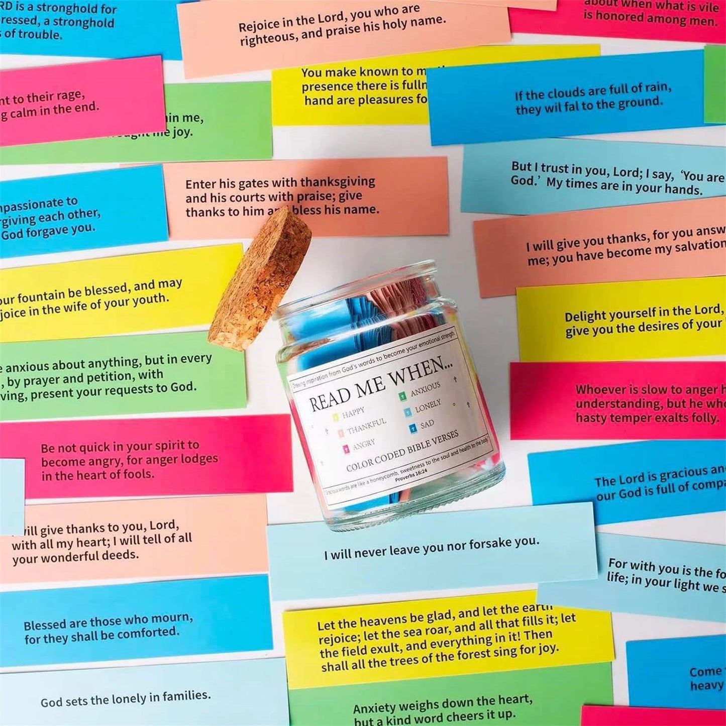 Bible Verse Jar, Read Me When Bible Verses Jar, Bible Verses in a Jar, Scripture Cards with Bible, Blessings Jar for Notes Color Coded Bible Christian Bible Gifts Mothers Day Gift