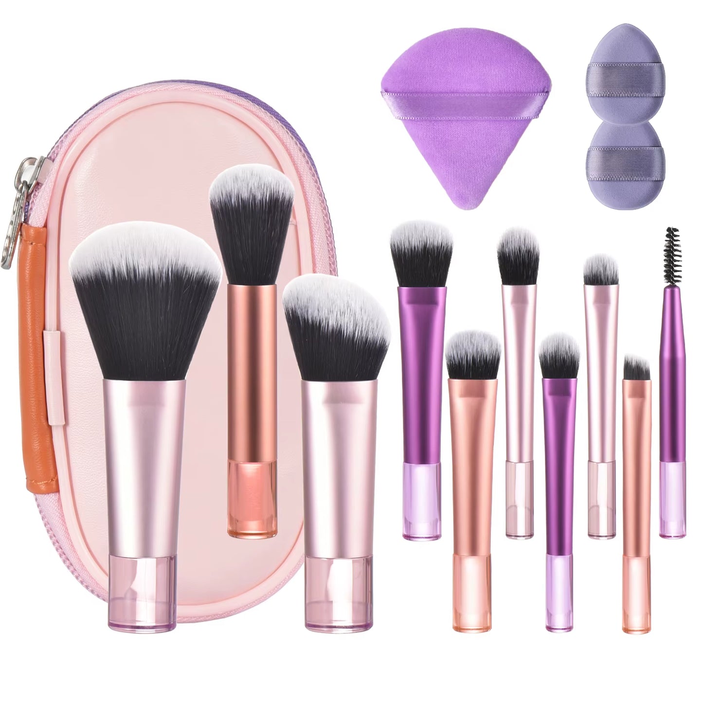 10 Color Mini Makeup Brush Travel Portable Makeup Tool Makeup Puff - Palm Brush Professional Makeup Tool Set Christmas Gift