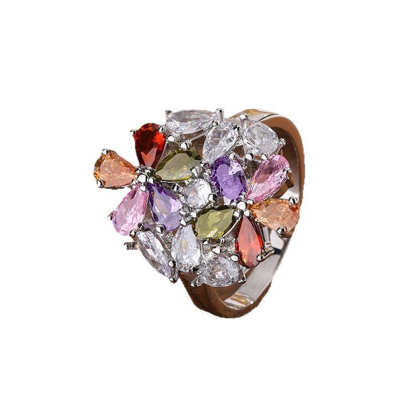 Colorful Zircon Ring AAA Zircon Ring