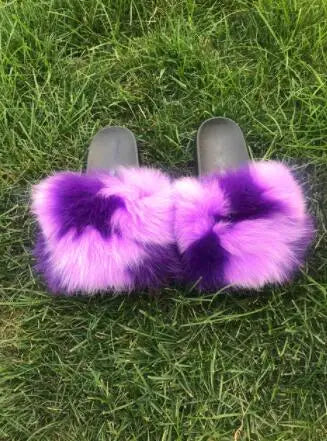 New Arrival Girl Luxury Fluffy Fur Slippers Ladies Indoor Warm Furry Fur Flip Flops Women Amazing Plush Fur Slides Wholesale Hot