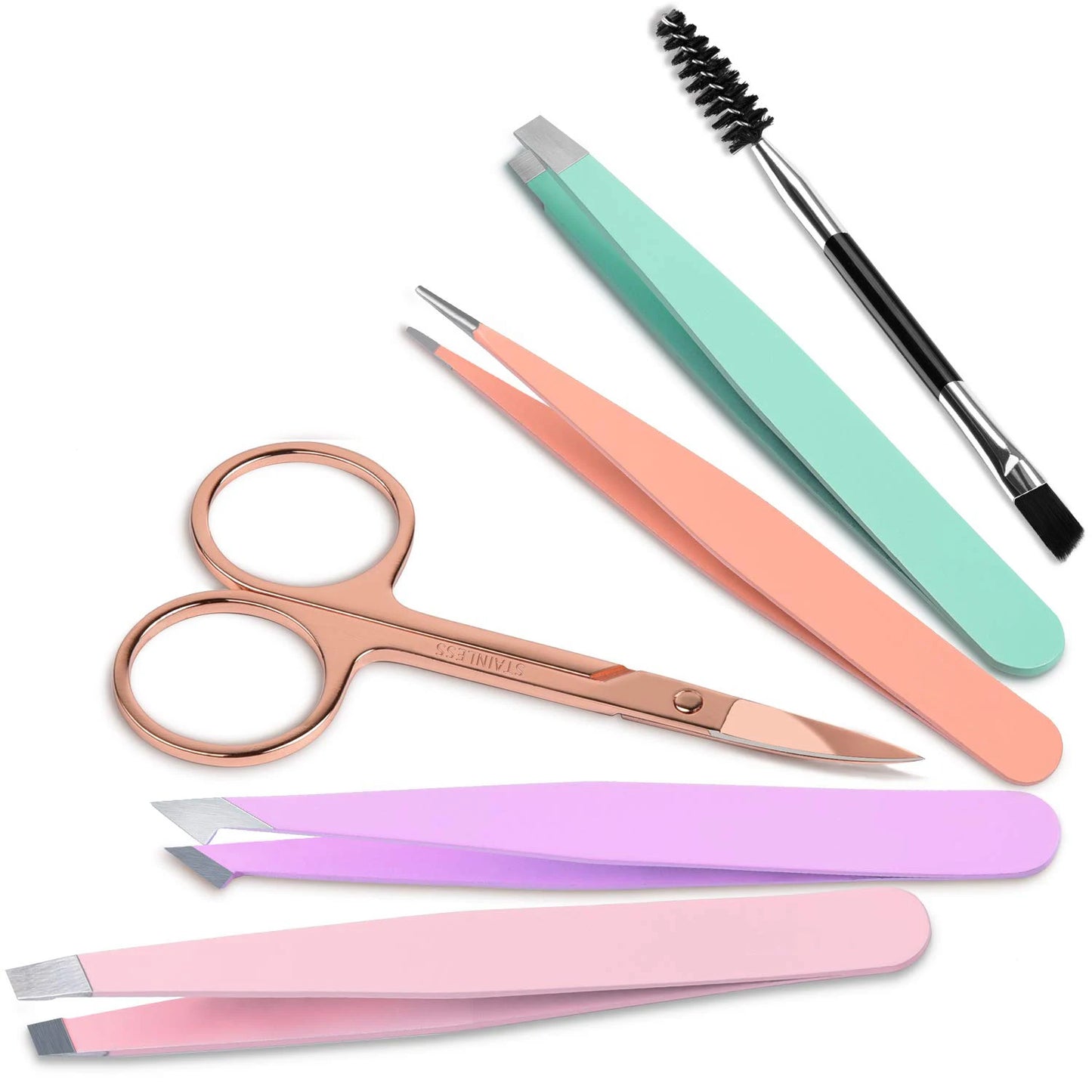 6 Pack Tweezers Set Professional Stainless Steel Curved Scissors for Women and Men Precision Tweezers Eyebrows for ngrown Hair