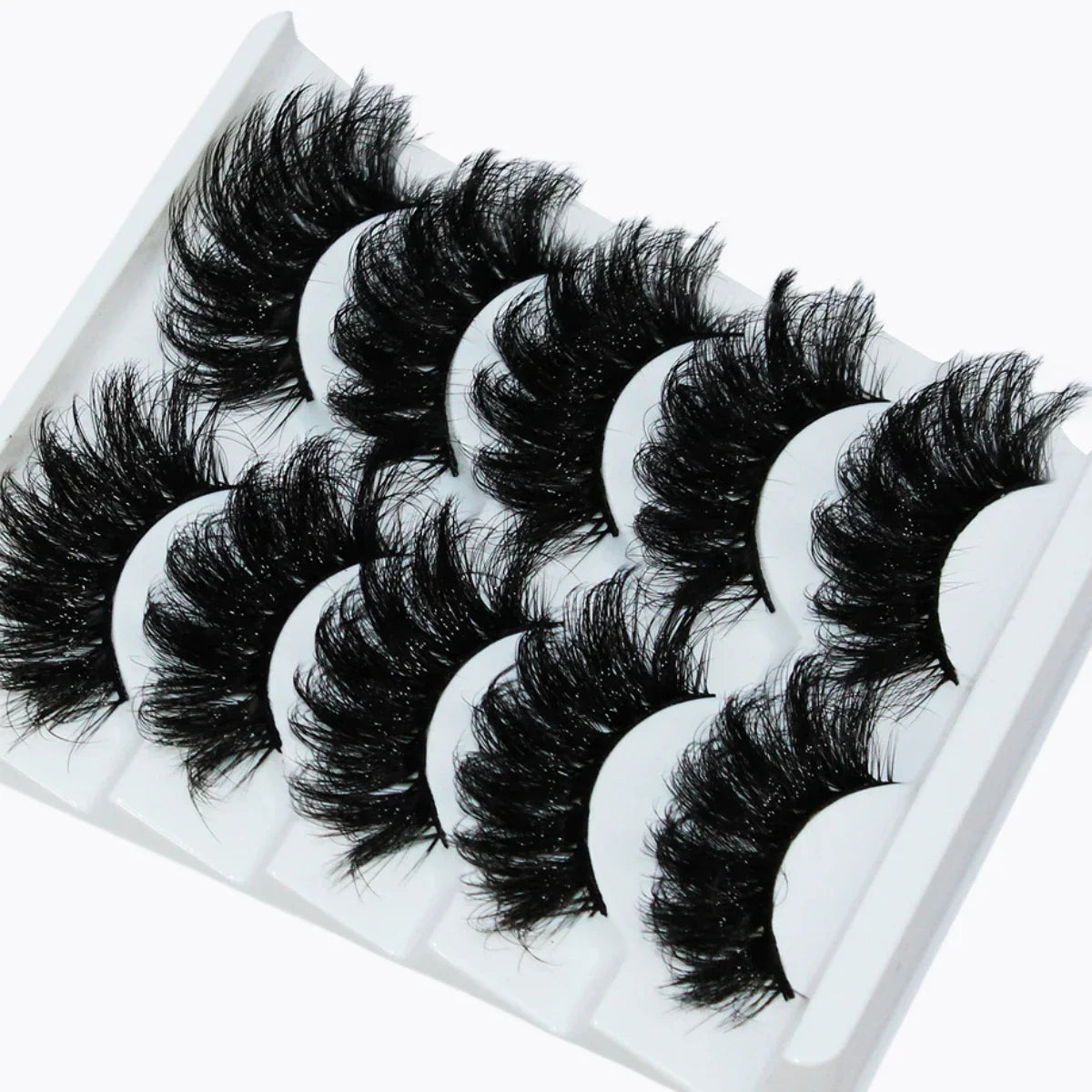 Thick Dramatic Faux Mink Eyelashes - 5 Pairs of Fluffy 3D Lashes for Dramatic Volume