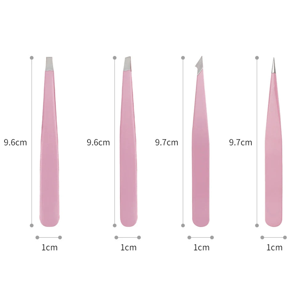 4Pcs/Set Multifunction Eyebrow Tweezers Slanted Stainless Steel Hair Removal Clip For Eyelash Extension Tweezer Makeup Tool