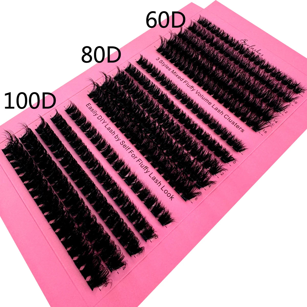 15 Rows Fluffy Cluster Lashes 60D+80D+100D Thick Eyelash Clusters D Curl Individual Lashes DIY Natural Lash Extensions Eyelashes