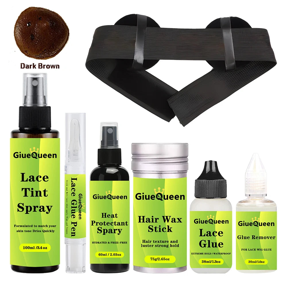 8 pcs Wig Install Kit Wig Glue Tint Spray Glue Pen Heat Protectant Glue Pen Hair Wax Stick Lace Glue For Lace Front Waterproof