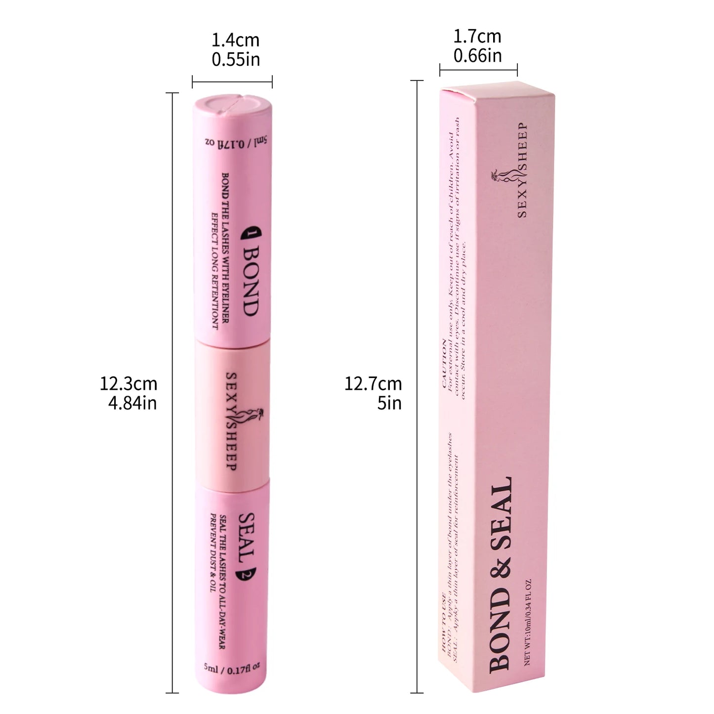 Eyelash Glue and Seal for Eyelash Clusters Strong Fixed  Eyelash Glue Lasting 48H 2 in 1(5ml Black Glue + 5ml Clear Seal)