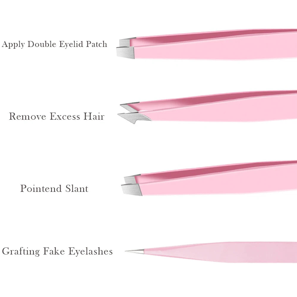 4Pcs/Set Multifunction Eyebrow Tweezers Slanted Stainless Steel Hair Removal Clip For Eyelash Extension Tweezer Makeup Tool