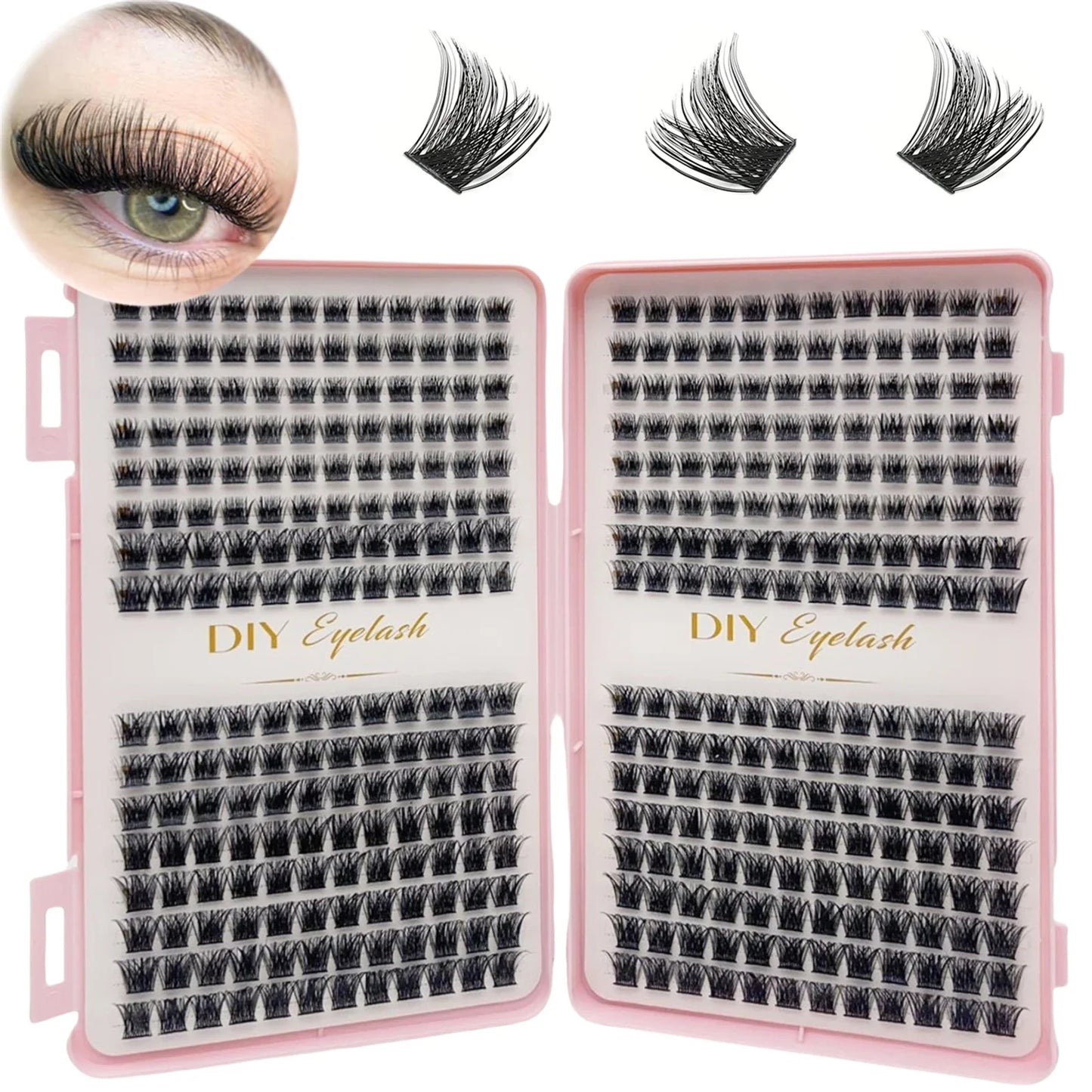 384pcs Individual Lashes Eyelash Book Clusters Extensions False Eyelash DIY at Home Cluster Eyelash Extensions Makeup