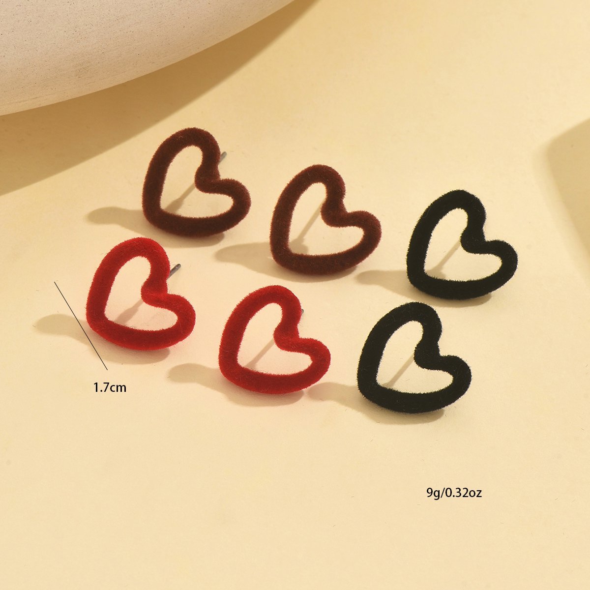 Charming Heart-Shaped Fuzzy Stud Earrings - Perfect For Everyday Wear