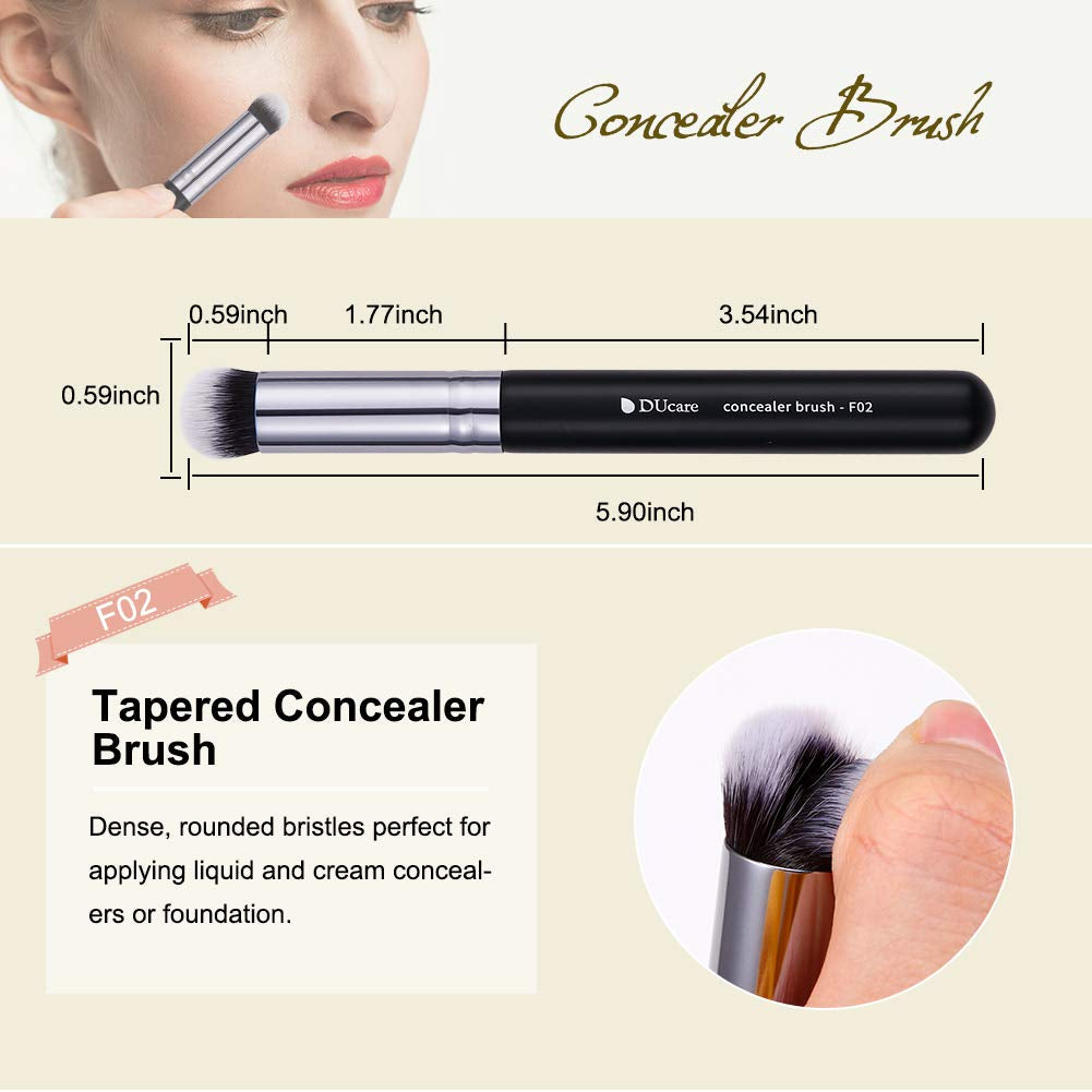 Makeup Kabuki Brushes 3Pcs Foundation Contour Brush& Concealer Brush under Eye& Blusher Brush Face Blush Bronzer Travel Buffing Stippling Contour Liquid Blending Makeup Brush Set Black