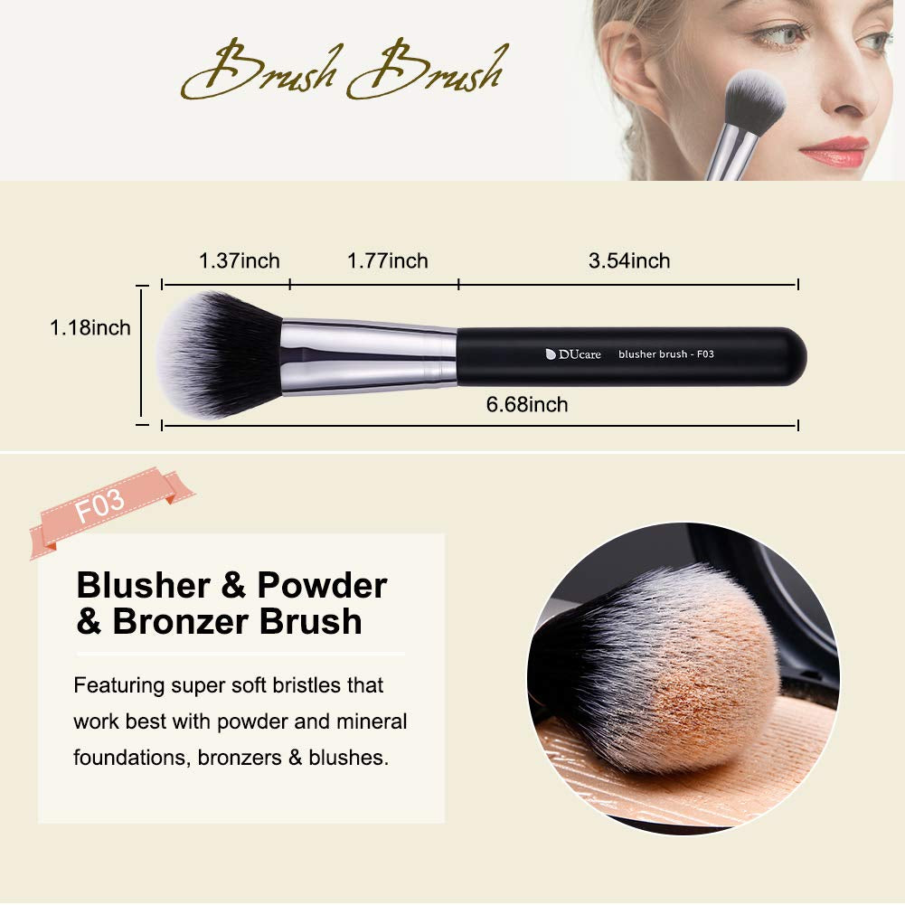 Makeup Kabuki Brushes 3Pcs Foundation Contour Brush& Concealer Brush under Eye& Blusher Brush Face Blush Bronzer Travel Buffing Stippling Contour Liquid Blending Makeup Brush Set Black