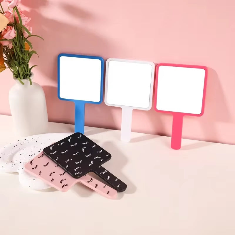 1Pc Handheld Makeup Mirror Square Female Portable Eyelash Make up Cosmetic Beauty Tools Vanity Desktop Plastics Make up Mirror