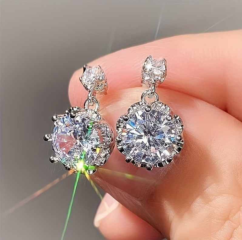 Female Pendant Earrings Crystal Jewelry For Wedding Party Elegant Lady Engagement Accessories Gift