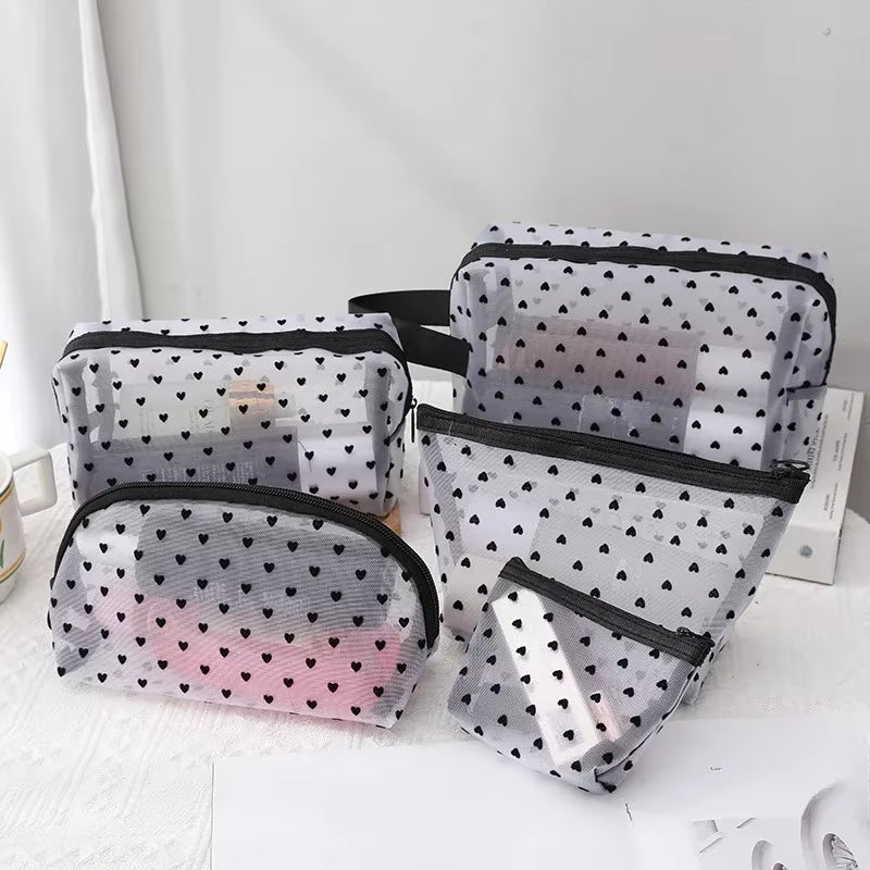 Portable Nylon Mesh Cosmetic Bag Multifunctional Toiletry Organizer Makeup Bags Makeup Case Women Lipstick Key Coin Purse Pouch