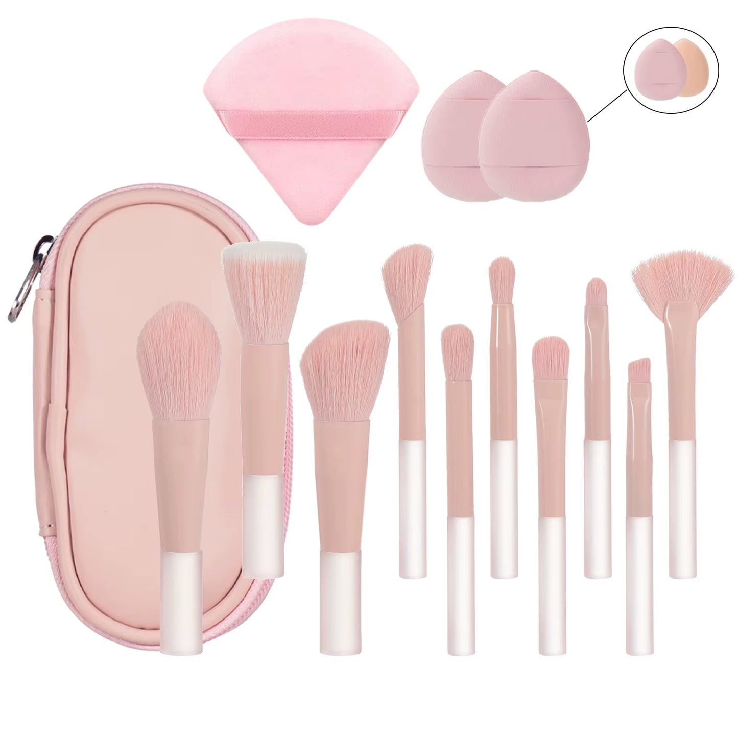 10 Color Mini Makeup Brush Travel Portable Makeup Tool Makeup Puff - Palm Brush Professional Makeup Tool Set Christmas Gift